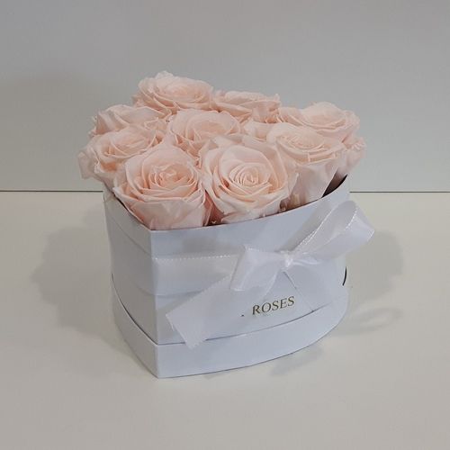 Herzbox white, 9 Infinity- Rosen, pink blush